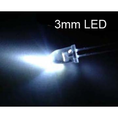 3mm 6v Pe-Wied LED White Ulta Bight 15,000 Mcd