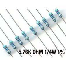 5.76K Ohm Metal Film Resistors 1/4W 1%. (Pack of 40)