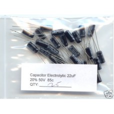 22uF Electrolytic Capacitors 50V (25 Capacitors Pack)