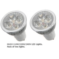 Led Downlights GU10 Base, 4 Watt, 240V, LED Bulbs. (Pack of two)