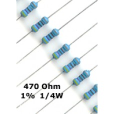 470 Ohm Metal Film Resistors 1/4W 1%. (Pack of 50)