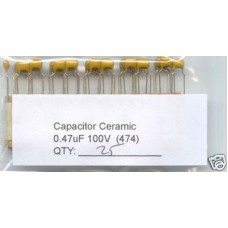 0.47uF 100V Ceramic Capacitors. Kemet. (Pack of 25) 