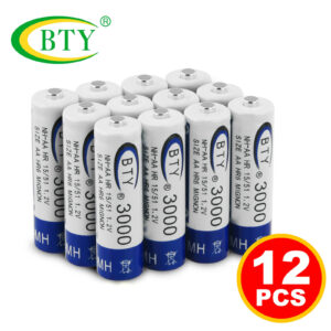 Ni-MH Rechargeable Batteries, AA Size, 3000mAh. (Pack of 12)