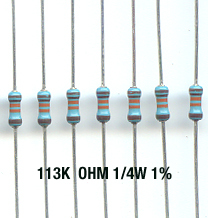 113K Ohm Metal Film Resistors 1/4W 1%. (Pack of 50)