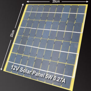 12V, 5 Watts, 0.27Amps Solar panel. (Great for battery charging)