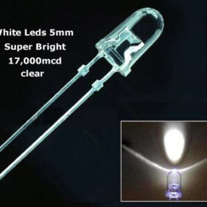 5mm super bright 17000mcd WHITE leds (pack of 25 leds)