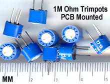1M Ohm trimmer, potentiometer, PCB Mount Adj. Resistor (Pack of 10)