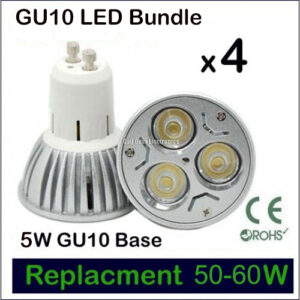 Pack of 4 5W, 240V GU10, LED Downlight Bulbs.