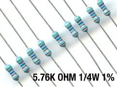 5.76K Ohm Metal Film Resistors 1/4W 1%. (Pack of 40)