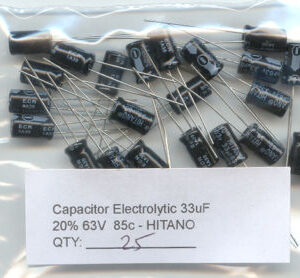 33uF Electrolytic Capacitors 63V. (25 Capacitors pack)