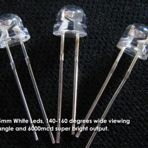 5mm White LEDs, Ultrabright 160 wide angle 6000mcd. (100 pack)