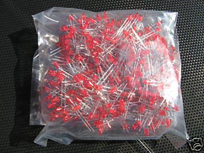 Red Leds 3mm (Light Emitting Diodes). Pack of 100 Leds.