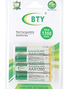 Ni-MH Rechargeable Batteries, AAA Size, 1350mAh. (Pack of 4)