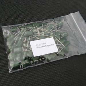 0.1uF Green Polyester Film Capacitors. 100V, 5%. (Pack of 25)