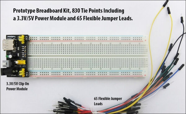 Prototype Breadboard Kit, 830 Tie Points Including 3.3V/5V Power Moudle & 65 Jumper Leads