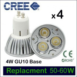 Pack of 4, CREE, 4W, 240V GU10, LED Downlight Bulbs.