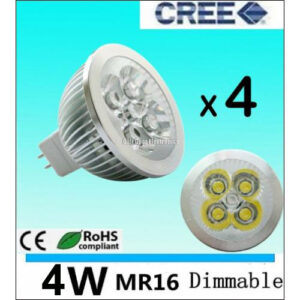 Pack of 4, CREE, 4W, Dimmable, 12V MR16 LED Downlight Bulbs. (4 Pack) [BO]