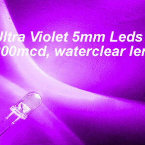 25 X Ultra Violet LEDs 5mm (UV Light Emitting Diodes). Pack of 25 LEDs.